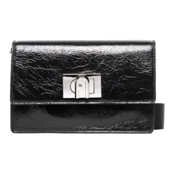Furla Soft Leather Shoulder Bag Crossbody Bag Women's Black
