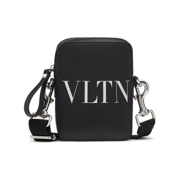Valentino Calfskin Messenger Bag Shoulder Bag Crossbody Bag Small Size Men's Black