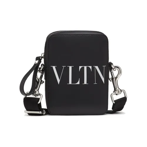 Valentino Calfskin Messenger Bag Shoulder Bag Crossbody Bag Small Size Men's Black