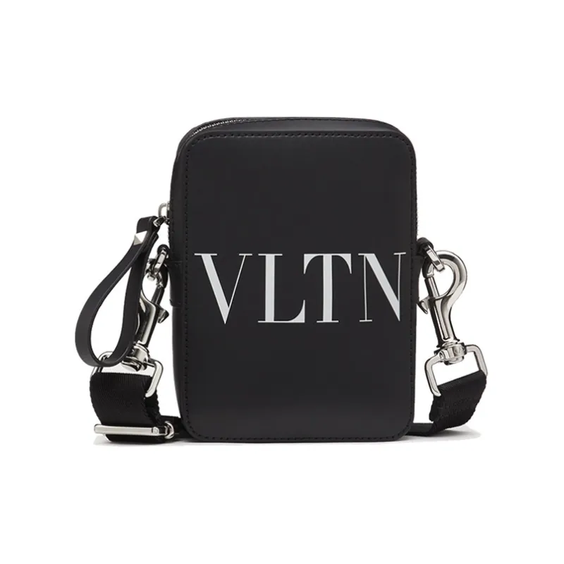 Valentino Calfskin Messenger Bag Shoulder Bag Crossbody Bag Small Size Men's Black-0