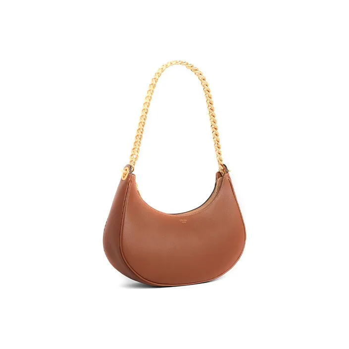 CELINE AVA Smooth Cow Leather Dumplings Dumpling Bag, Shoulder Bag, Handbag Women's Tawny-1