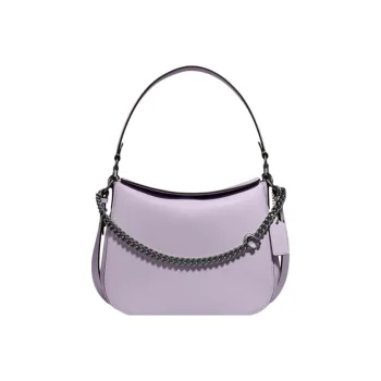 COACH Signature Chain Hobo Leather Chain Decorated Portable Crossbody Shoulder Bag Large Size Women's Purple