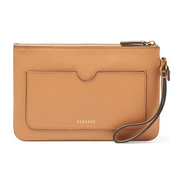 VERSACE VERSACE Cow Leather Clutch Coin Purse Women's Caramel-1