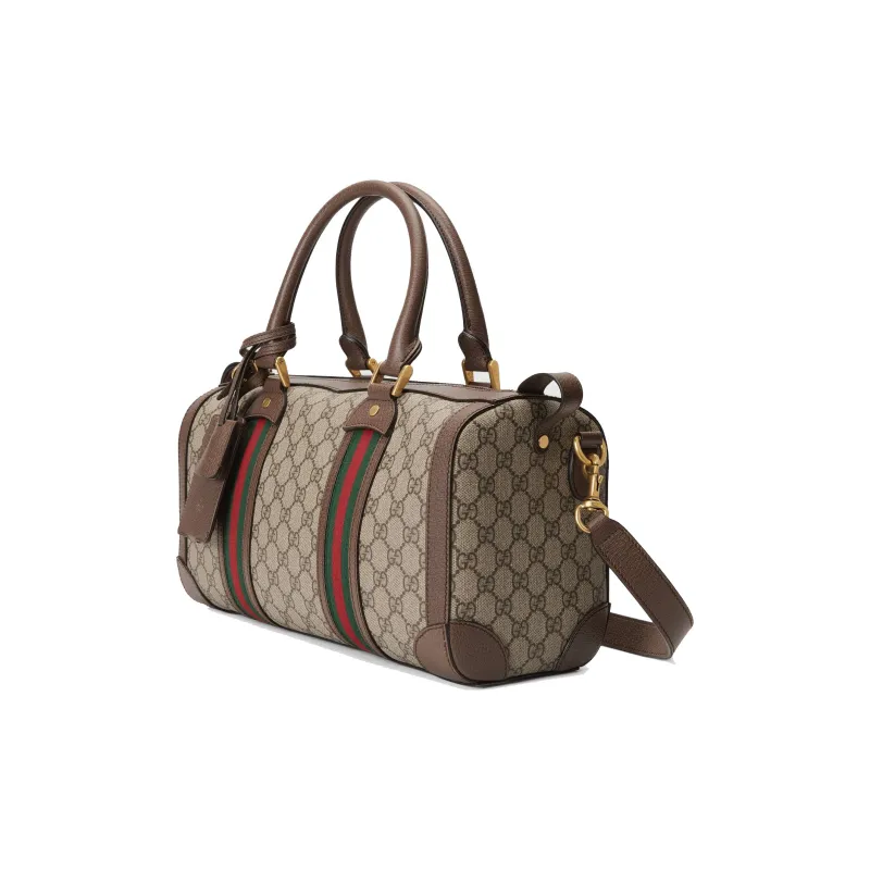 GUCCI Canvas With Leather Travel Bag, Shoulder Bag, Crossbody Bag, Handbag Small Size Men's Brown-1