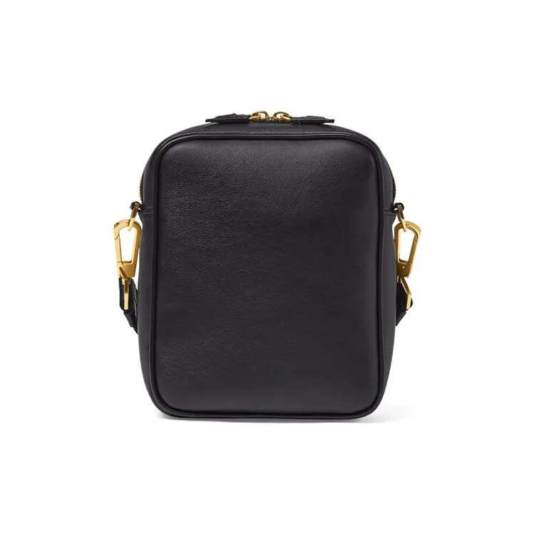 VERSACE La Medusa Leather Shoulder Bag Crossbody Bag Small Size Men's Black-2