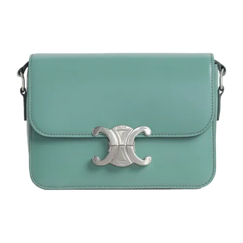 CELINE Triomphe Cow Leather Shoulder Bag Crossbody Bag Women's Celadon Green