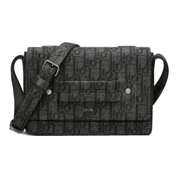 DIOR Jacquard Messenger Bag Shoulder Bag Crossbody Bag Small Size Men's Black