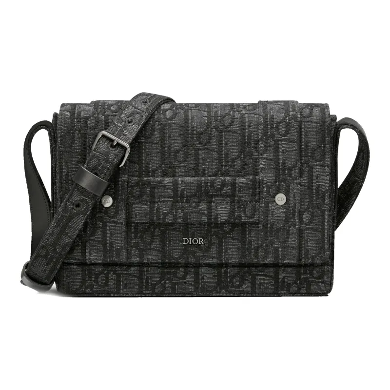 DIOR Jacquard Messenger Bag Shoulder Bag Crossbody Bag Small Size Men's Black-0
