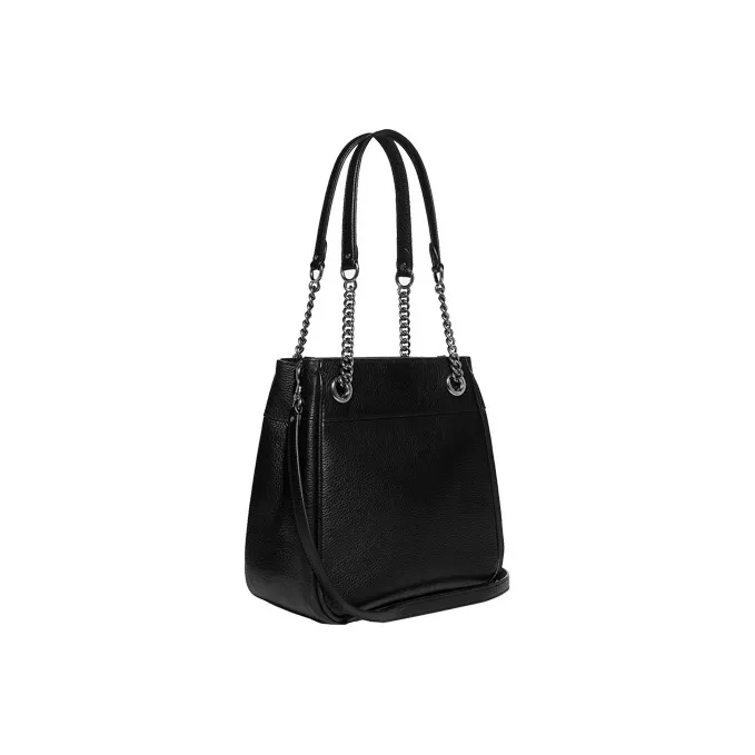 COACH Cammie Pebbled Leather Bucket Bag Handbag Shoulder Bag Crossbody Bag Medium Size Women's Black-1
