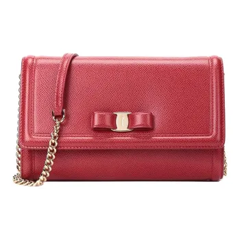 FERRAGAMO Cow Leather Bowknot Bag, Portable Crossbody Bag, Shoulder Bag Women's Red