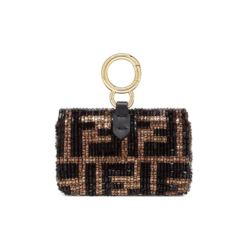 FENDI Baguette Cow Leather Coin Purse Baguette Bag Crossbody Bag Shoulder Bag Women's Brown-2