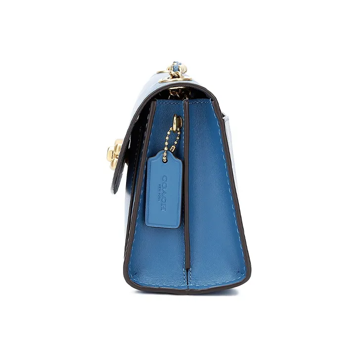 COACH Parker Leather Chain Bag Shoulder Bag Crossbody Bag Small Size Women's Carolina Blue-2