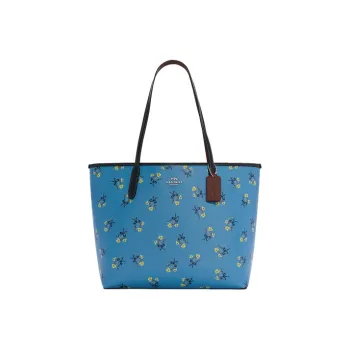 COACH City Leather Tote Bag Shopping Bag Shoulder Bag Handbag Large Size Women's Blue