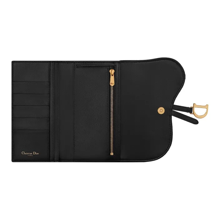 DIOR Saddle Canvas Bag Wallet Women's Denim Blue-4