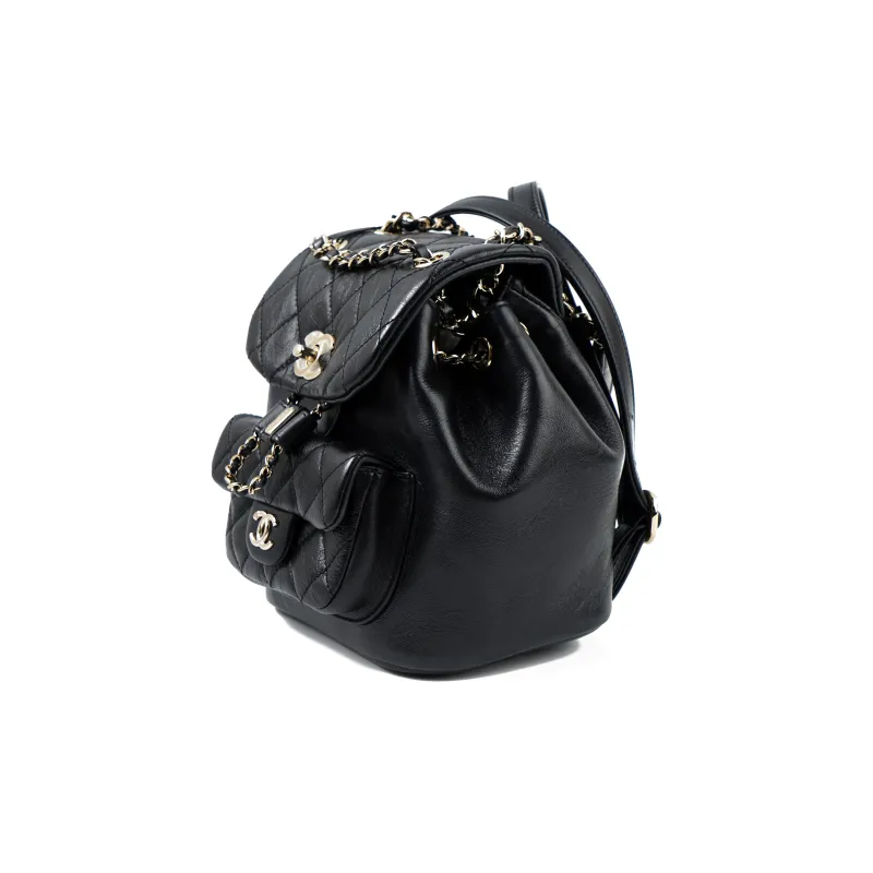 CHANEL Cow Leather Backpack Trumpets Women's Black-1