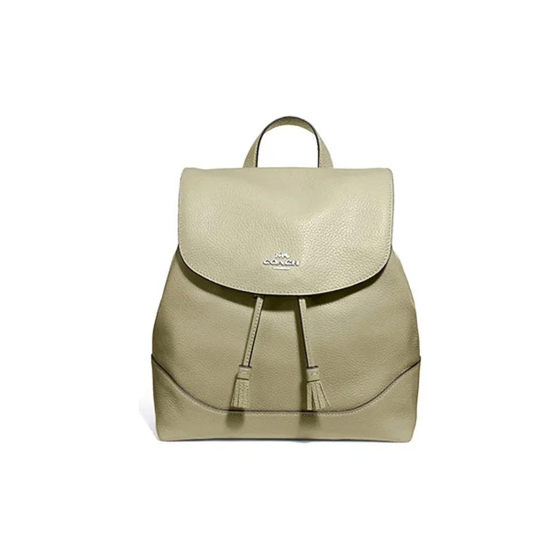 COACH Elle Leather Backpack Medium Size Women's Light Green-0