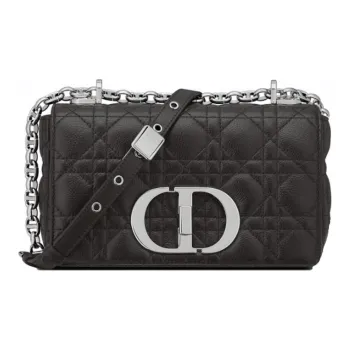 DIOR Soft Cannage Calfskin Leather Combo Crossbody Bag Shoulder Bag Women's Black