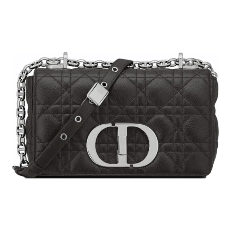 DIOR Soft Cannage Calfskin With Leather Crossbody Bag, Shoulder Bag Women's Black-0
