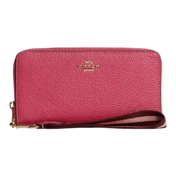COACH Zip Around Leather Clutches Wallets Small Size Women's Pink