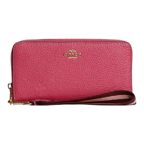COACH Zip Around Leather Clutches Wallets Small Size Women's Pink