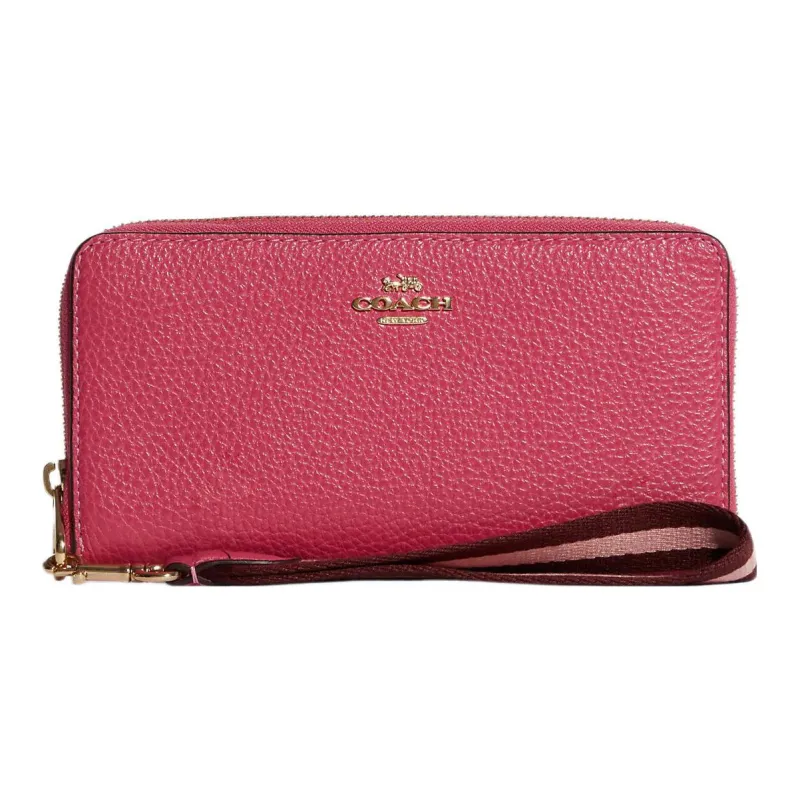 COACH Zip Around Leather Clutches Wallets Small Size Women's Pink-0