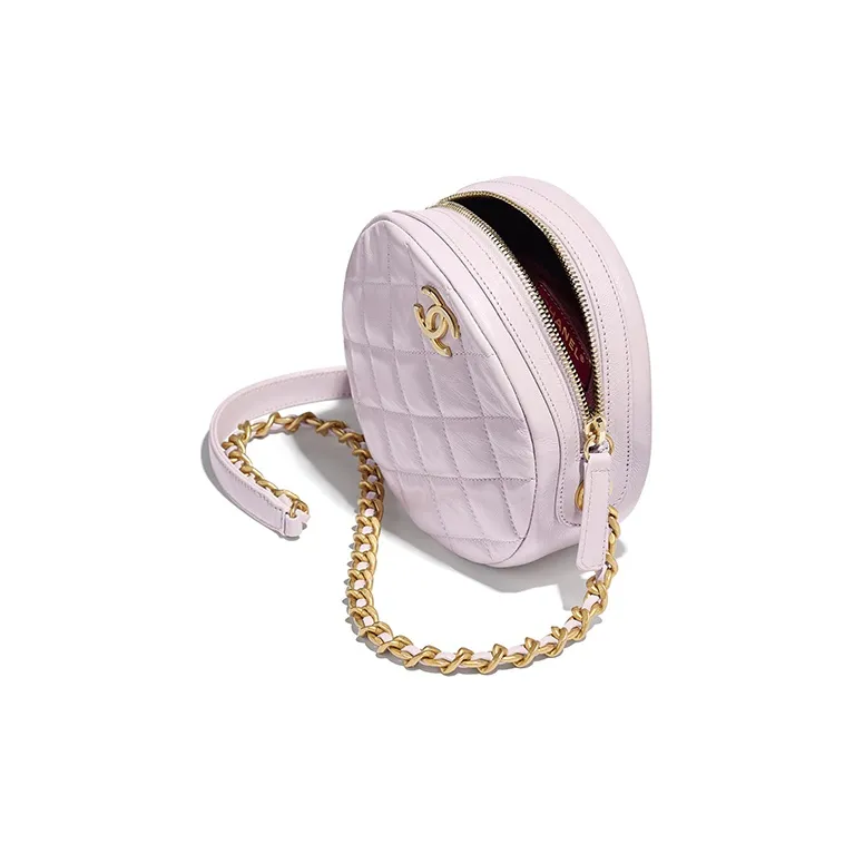 CHANEL Polished Lambskin And Gold Metal Round Small Handbag Women's Light Purple-3