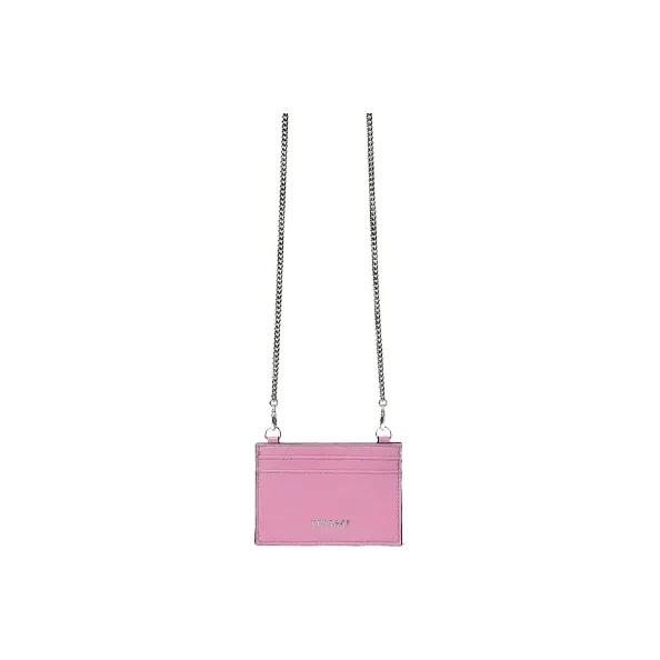 VERSACE VERSACE Cow Leather Business Card Holder Wallet Women's Pink-1