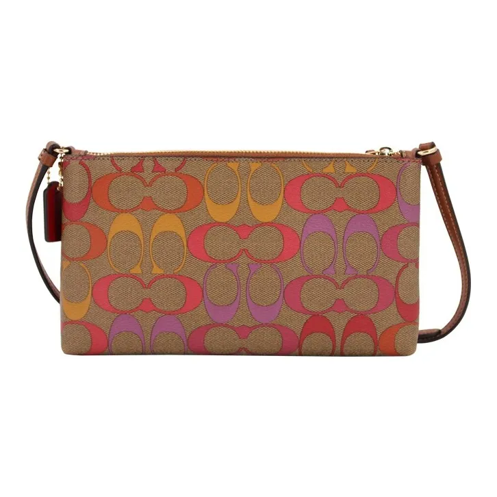 COACH Zip Top Crossbody PVC Mahjong Bag Shoulder Bag Crossbody Bag Small Size Women's Khaki-2
