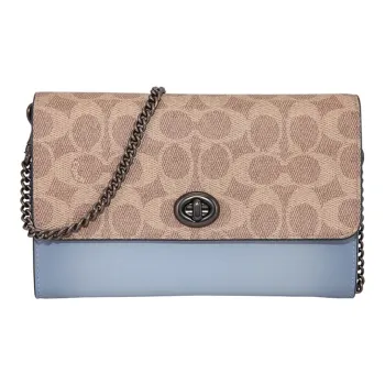 COACH Marlow Monogram Canvas Crossbody Bag Small Size Women's Khaki Blue