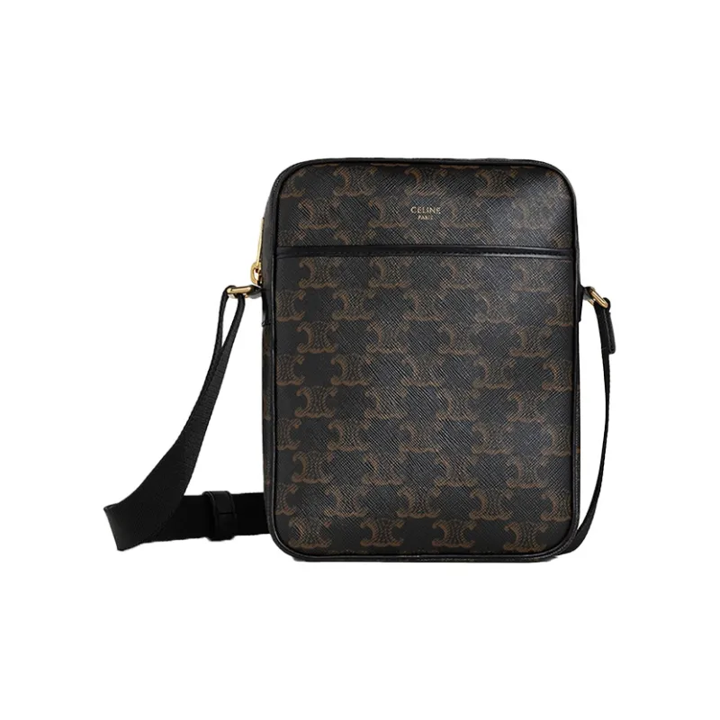 CELINE Cow Leather Messenger Bag Shoulder Bag Unisex Black-0