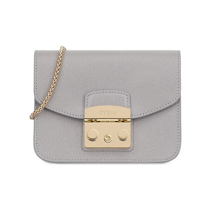 Furla Metropolis Collection Cow Leather Small Square Bag Crossbody Bags Mini Women's Gray-0