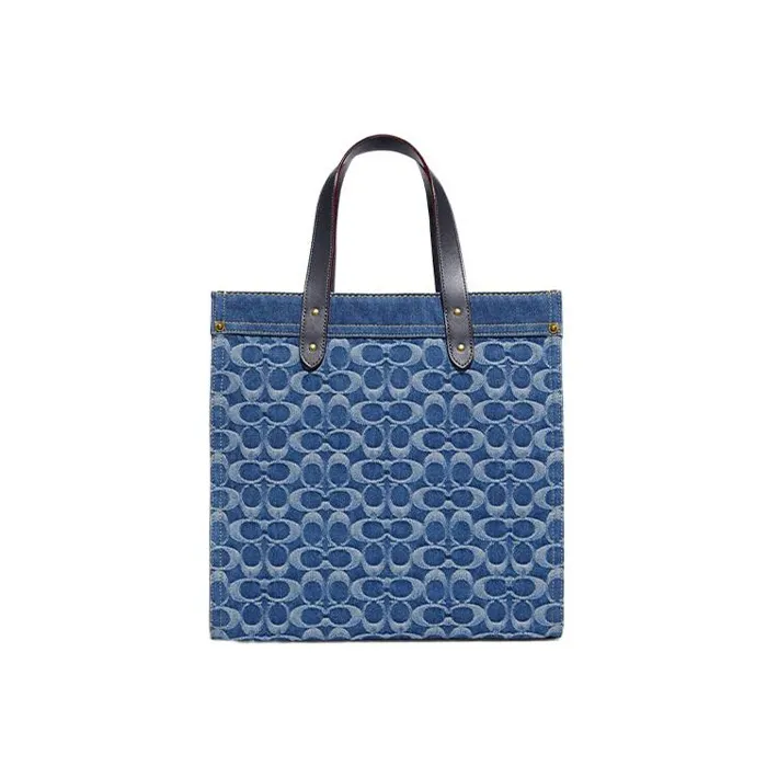 COACH Field Fabric Tote Bag Portable Crossbody Bag Shoulder Bag Large Size Women's Marine Blue-1