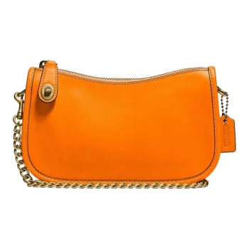 COACH Swinger Leather Chain Shoulder Bag Crossbody Bag Handbag Small Size Women's Saffron