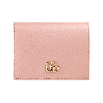 GUCCI Marmont Leather Card Holder Women's Pink