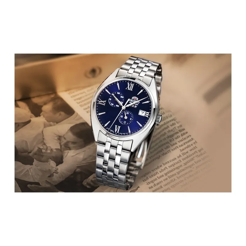 ORIENT Automatic Mechanical Movement Metal Strap Watch 39.4mm Men's Watches Blue Dial RA-AK0505L10B-6