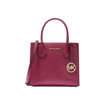 MICHAEL KORS Mercer Cow Leather With Textile Trunk Bag, Shoulder Bag, Crossbody Bag, Handbag Trumpets Women's Berry Red