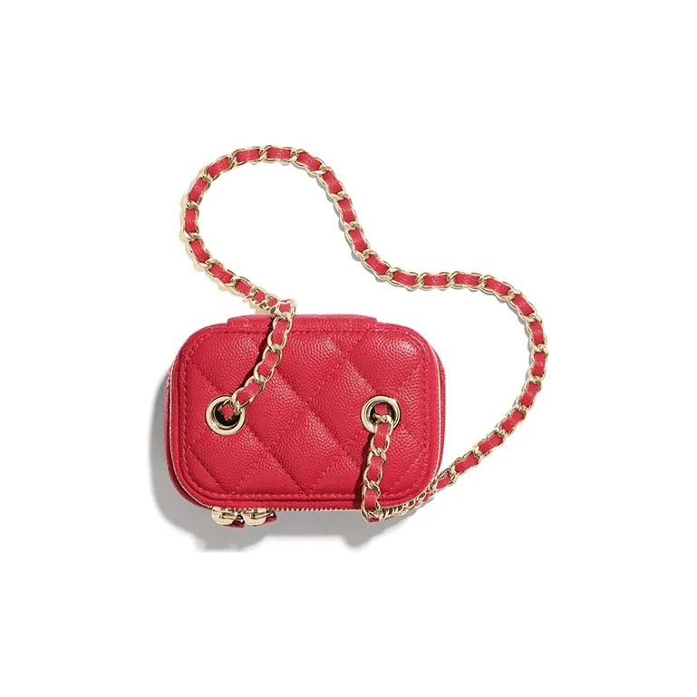 CHANEL 22c Early Spring Grained Embossed Cow Leather One Shoulder Handbag Crossbody Bag Mini Women's Red-2