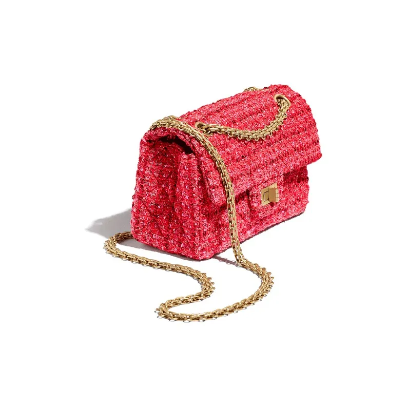 CHANEL 2.55 Cow Leather Crossbody Bag, Shoulder Bag Women's Red-1