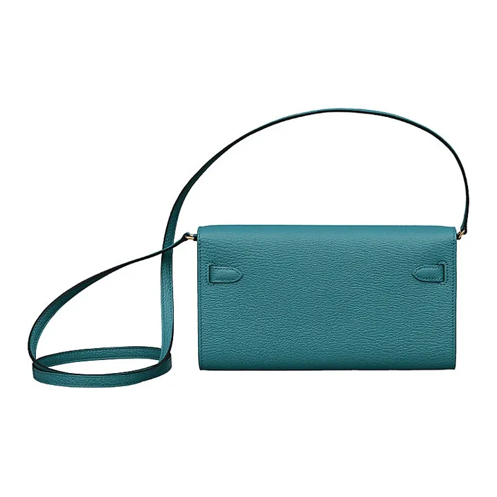 HERMES Kelly To Go Mysore Goat Skin Wallets Handheld Shoulder Bag Crossbody Bag Women's W0 Vert Bosphore Green-1