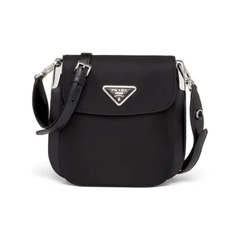 PRADA Nylon And Leather Shoulder Bag Women's Black