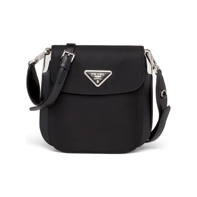 PRADA Nylon And Leather Shoulder Bag Women's Black-0