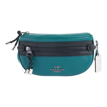 COACH Leather Canvas Fanny Pack Women's Blue Green