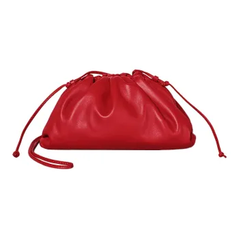 Bottega Veneta POUCH Cloud Bag Calfskin Handheld Shoulder Bag, Crossbody Bag Mini Women's Bright Red
