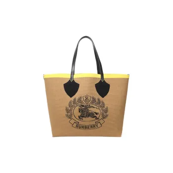 Burberry Fabric Tote Bag Shopping Bag Handbag Shoulder Bag Women's Yellow