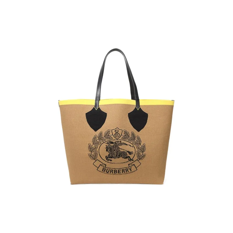 Burberry Fabric Tote Bag Shopping Bag Handbag Shoulder Bag Women's Yellow-0