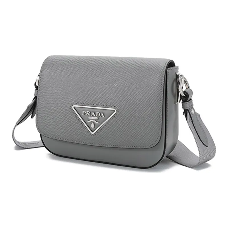 PRADA Leather Crossbody Bag Shoulder Bag Women's Slate Gray-1