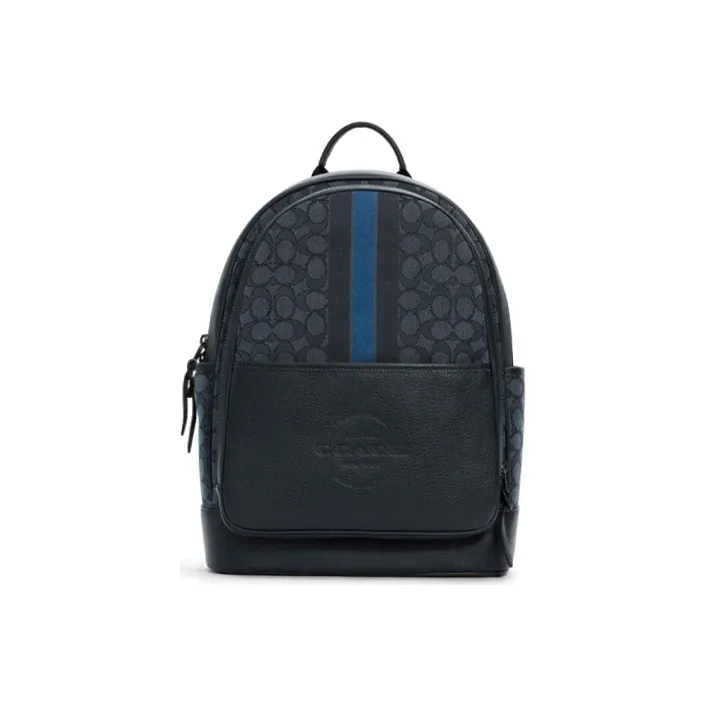 COACH Thompson Canvas Backpack Medium Size Unisex Denim Blue-0