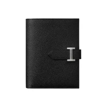 HERMES Bearn Epsom Calfskin Short Wallet Women's Noir Black