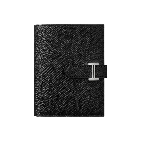 HERMES Bearn Epsom Calfskin Short Wallet Women's Noir Black-0