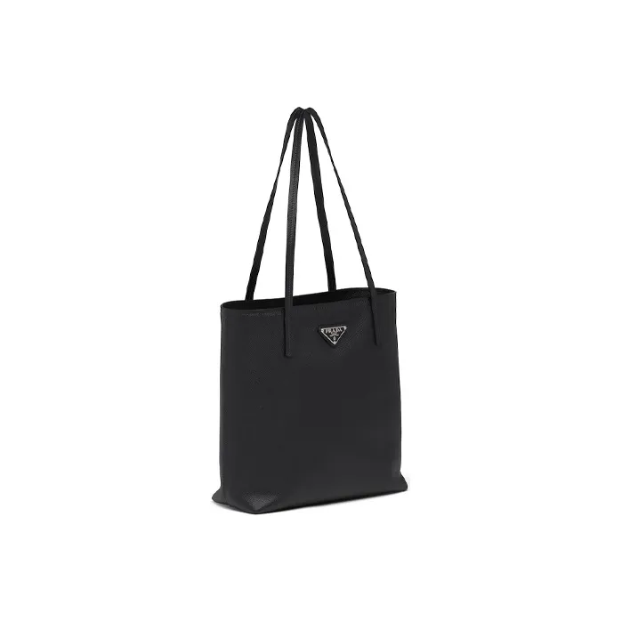 PRADA Leather Tote Bag Shopping Bag Handbag Small Size Women's Black-1